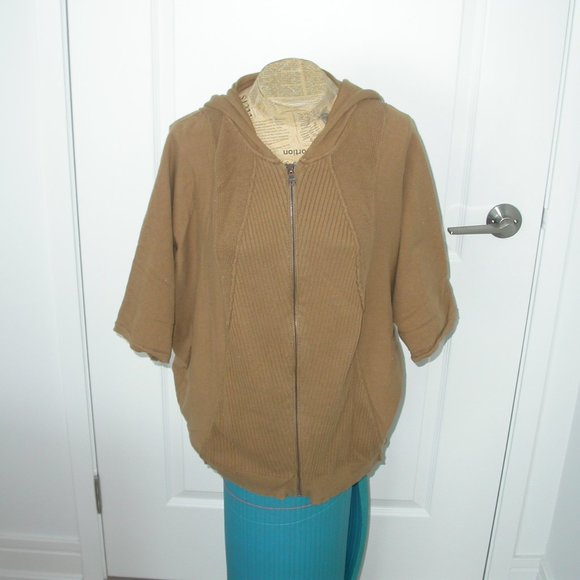 Camel Coloured Calvin Klein Zippered Knit Hoodie - Picture 4 of 10